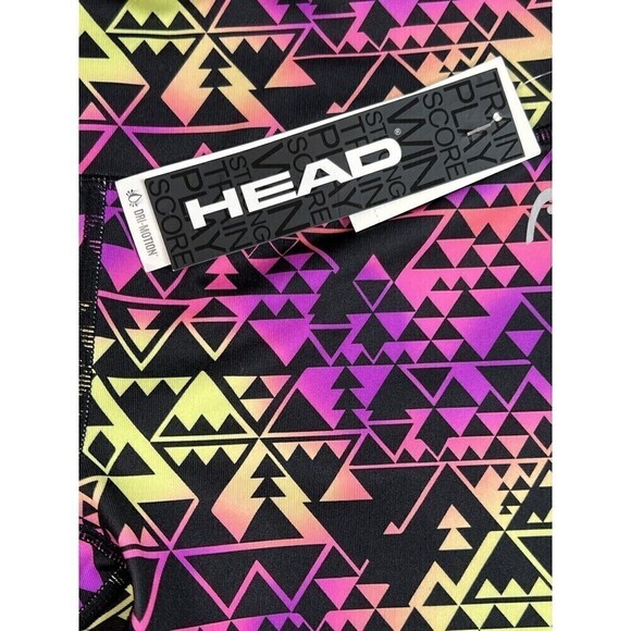 NWT HEAD Capri Cropped Tight Leggings Dri Motion Purple Cactus Flower Sz Small - Picture 3 of 8